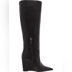 Isra Womens Leather Wedge Knee-High Boots Note: Size 7 is floor Samples